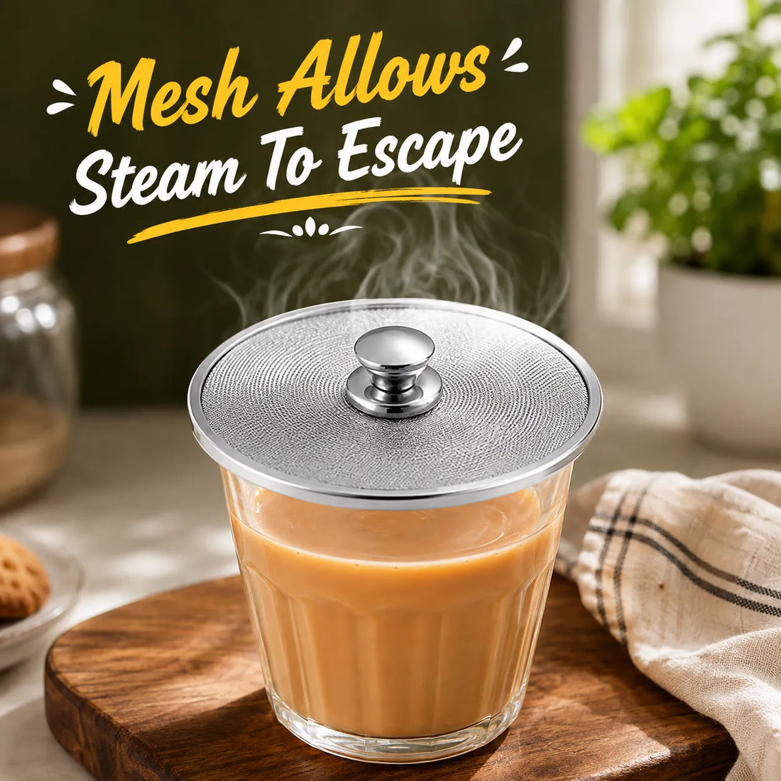 Set of 6 Stainless Steel Covers for Cups & Glasses