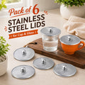 Set of 6 Stainless Steel Covers for Cups & Glasses