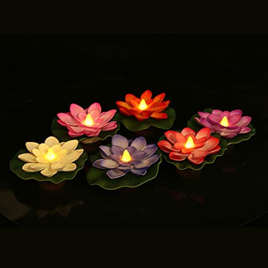 6 Pcs Lotus Flower Shape Floating Sensor LED Light