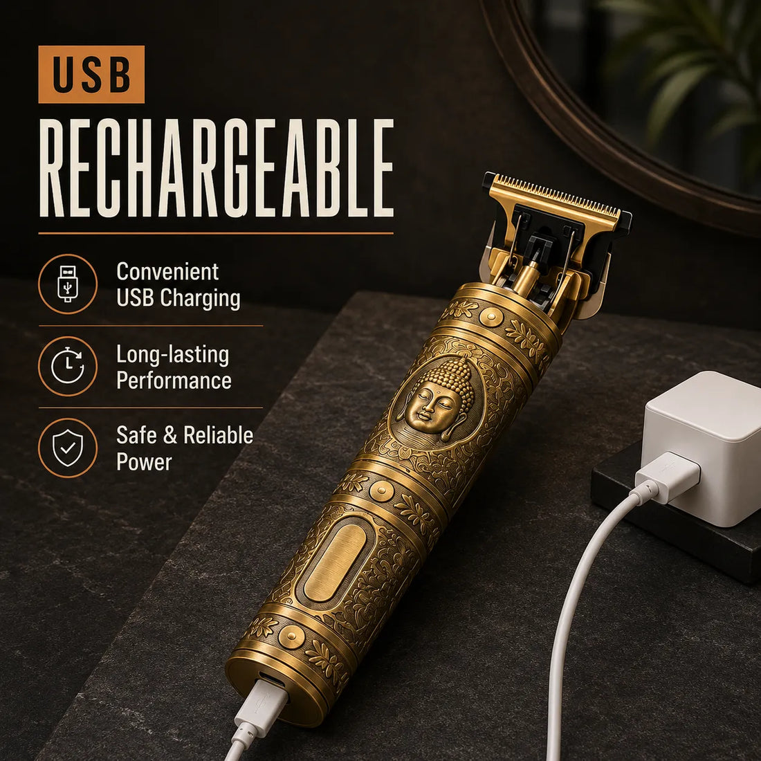 Premium Golden Grooming Trimmer with Digital Watch