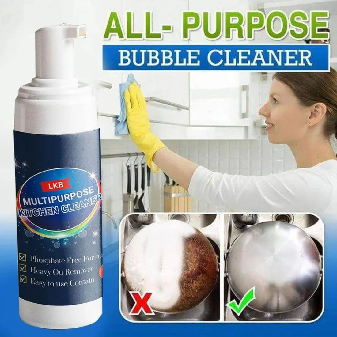 Powerful Kitchen Bubble Cleaner - EasyOff: Spray & Wipe Grease Remover