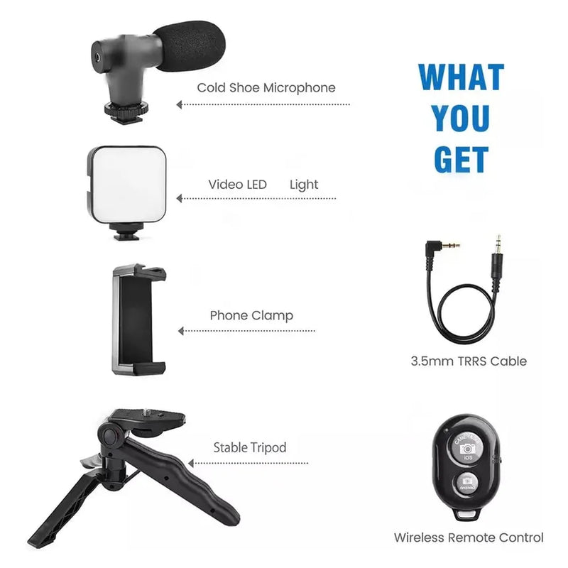 Remote Controlled Smart Video Making Kit with Inbuilt Flood Light + Mic + Tripod