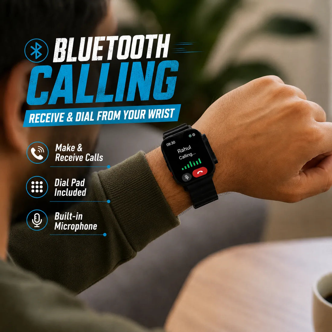 Bluetooth Smartwatch With Calling & Big Display | Water Resistant