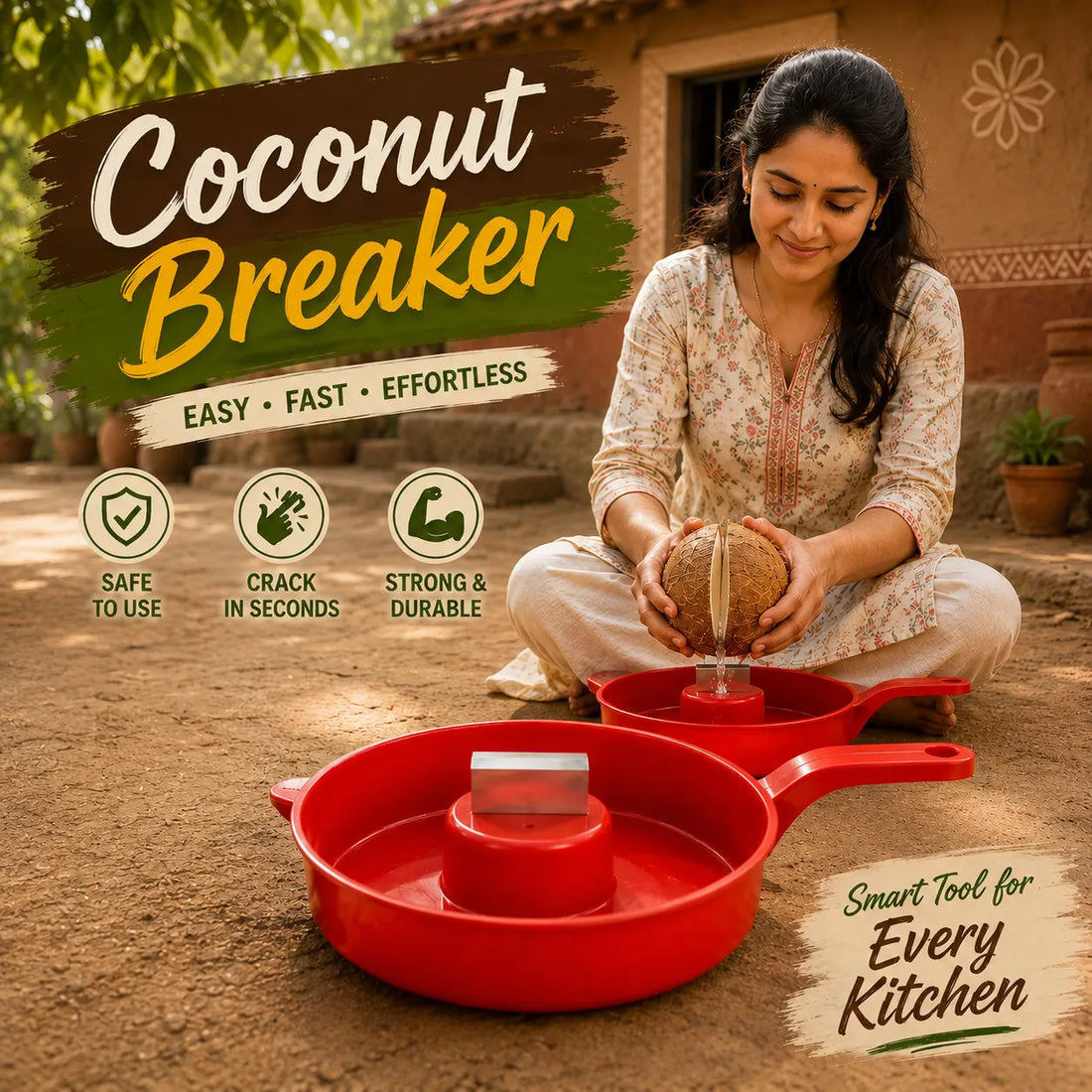 Heavy-Duty Coconut Cracking & Opening Tool