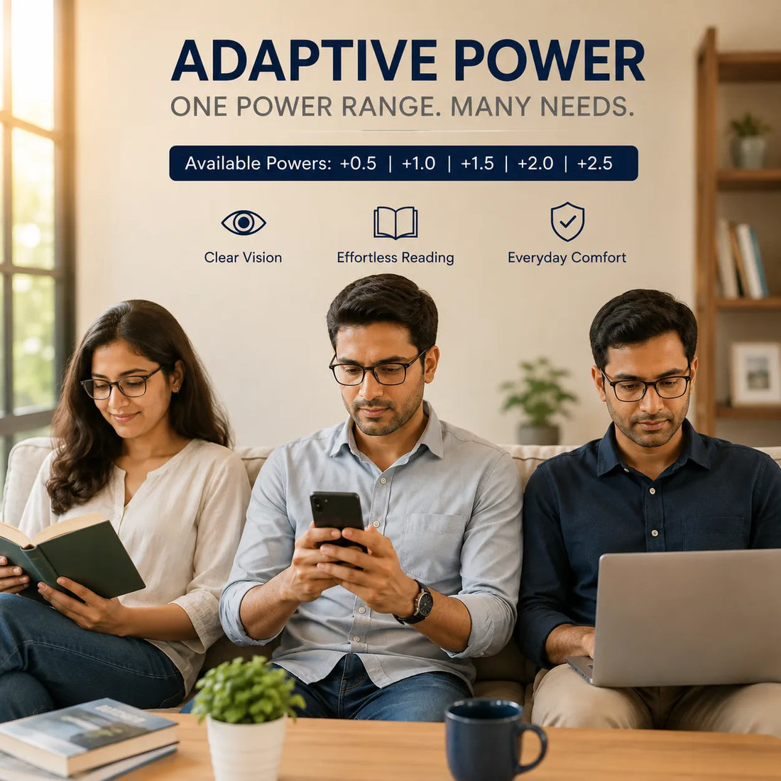 Foldable Adaptive Reading Glasses (Full Frame) Buy 1 Get 2 Free