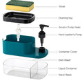 3 in 1 Dish Soap Pump Dispenser with Sponge Holder | Clay & Plastic Kitchen Sink Organizer | Liquid Soap Dispenser - Dreamzhub
