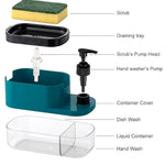 3 in 1 Dish Soap Pump Dispenser with Sponge Holder | Clay & Plastic Kitchen Sink Organizer | Liquid Soap Dispenser - Dreamzhub