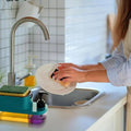 3 in 1 Dish Soap Pump Dispenser with Sponge Holder | Clay & Plastic Kitchen Sink Organizer | Liquid Soap Dispenser - Dreamzhub