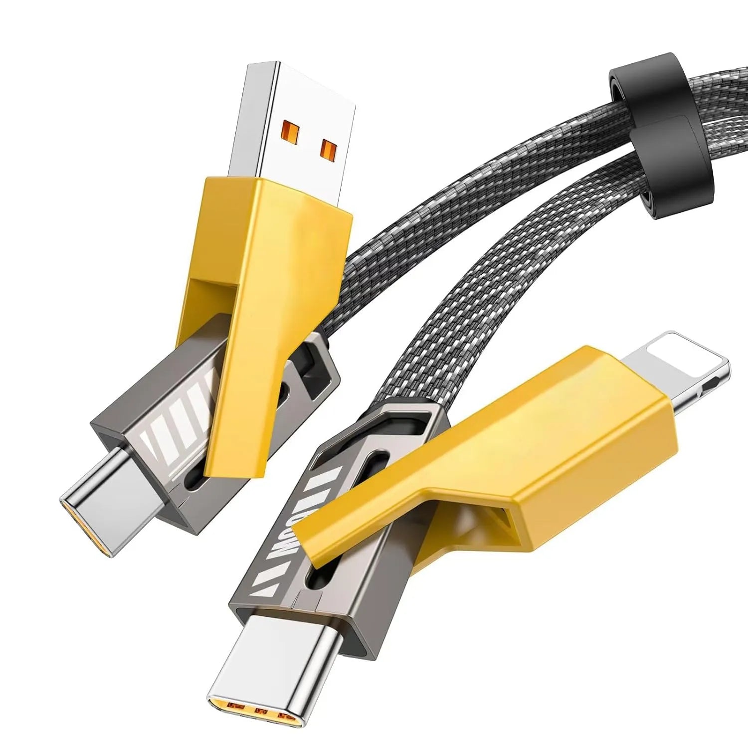 3 - in - 1 Fast Charging Cable – USB to Type - C, Micro USB & Lightning Charger with Braided Design - Dreamzhub