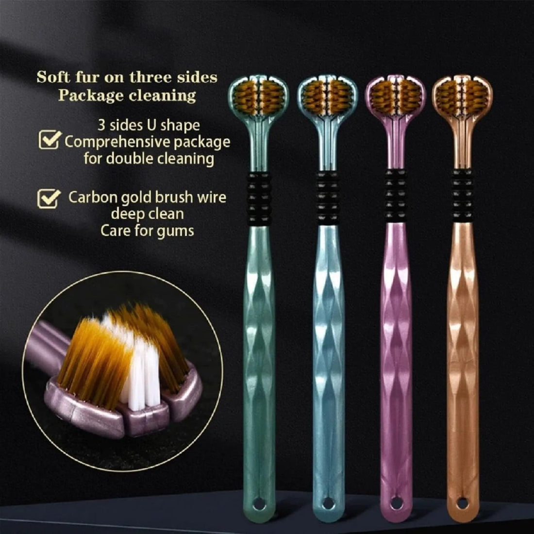 3 - Sided Toothbrush | Ultra Soft Bristles for Deep Cleaning - Dreamzhub