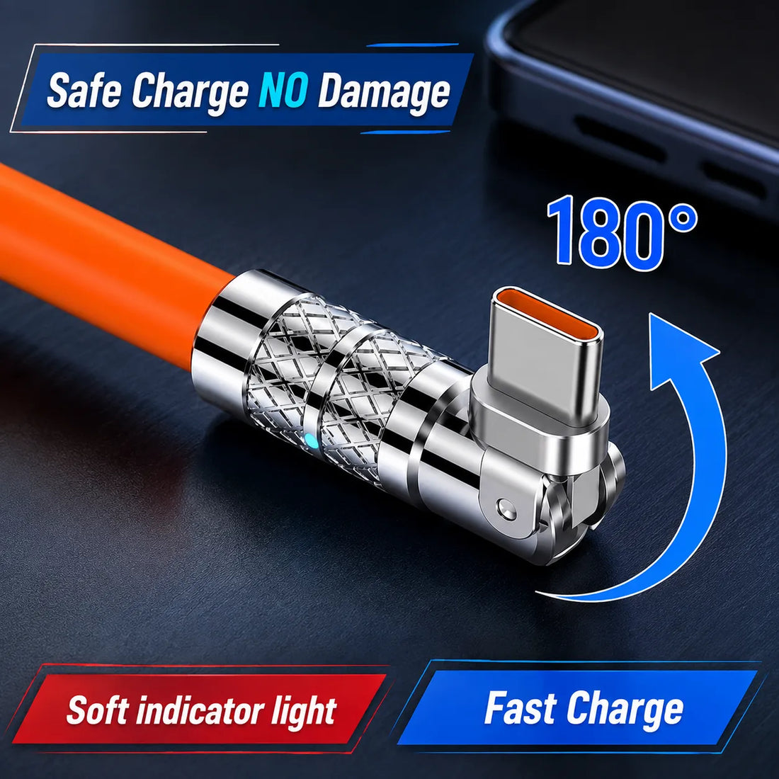 120W Rotating-Head Super Fast Charging Cable