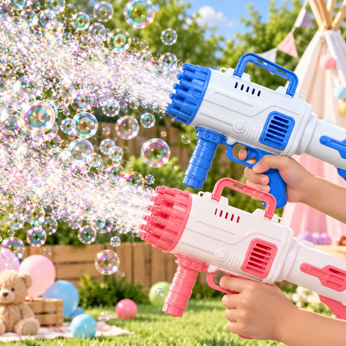 32-Hole Electric Gatling Bubble Gun for Kids