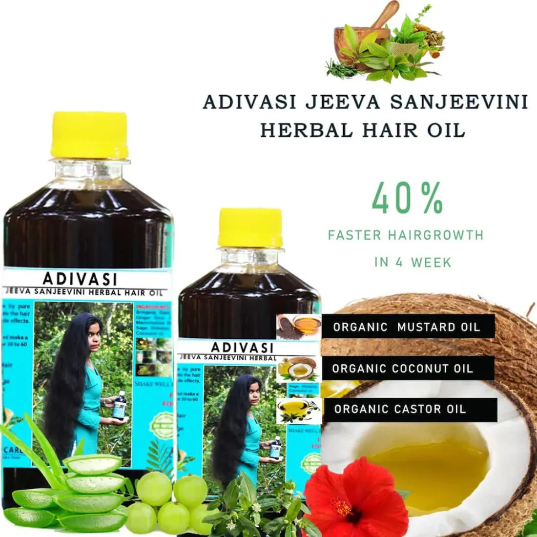 Natural Herbal Hair Growth Oil | Adivasi Jeevasanjivani