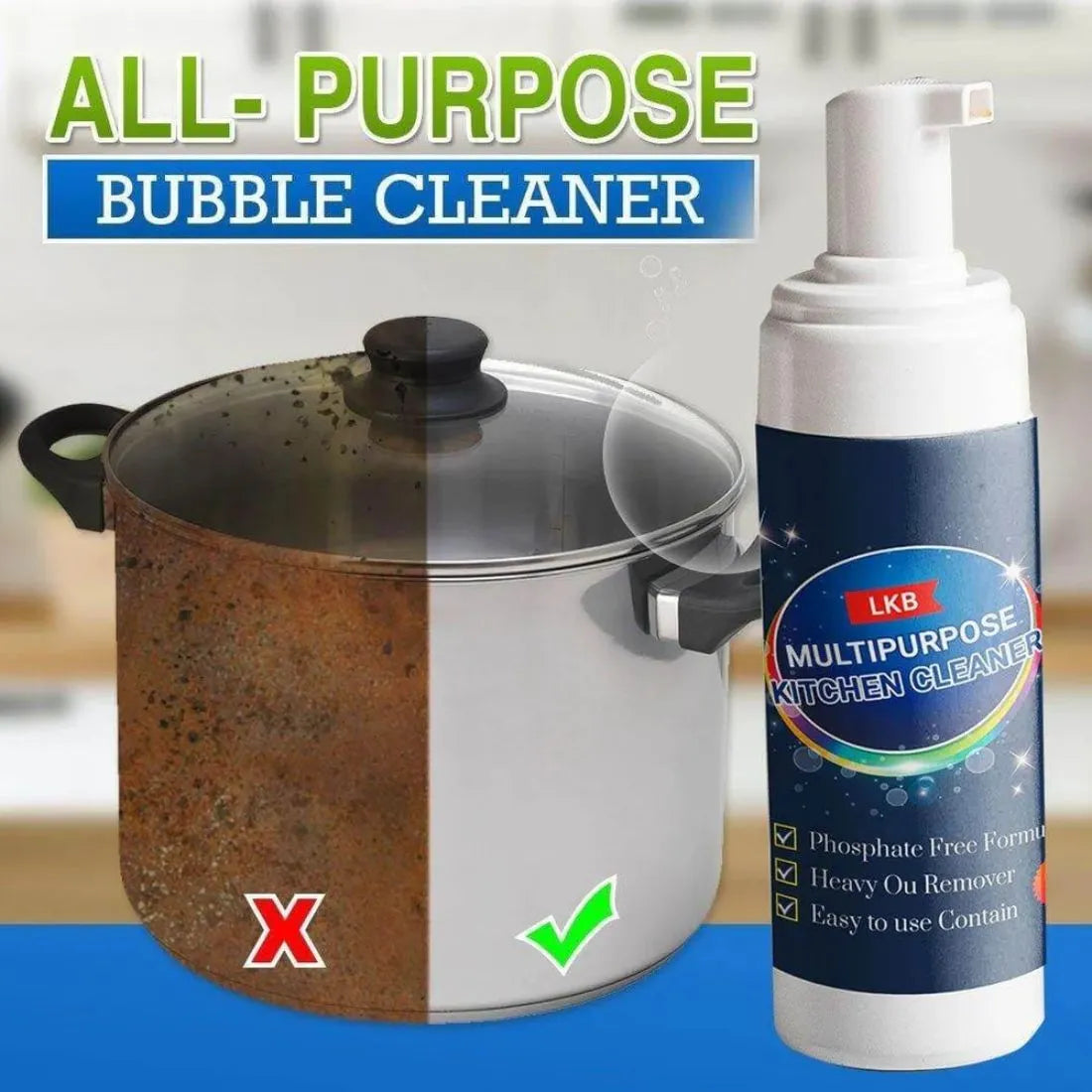 Powerful Kitchen Bubble Cleaner - EasyOff: Spray & Wipe Grease Remover