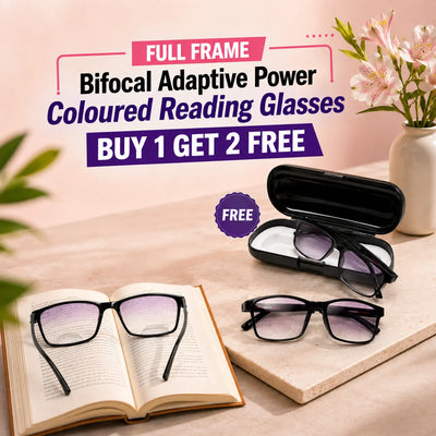Coloured Full-Frame Bifocal Adaptive Power Reading Glasses – Buy 1 Get 2 Free