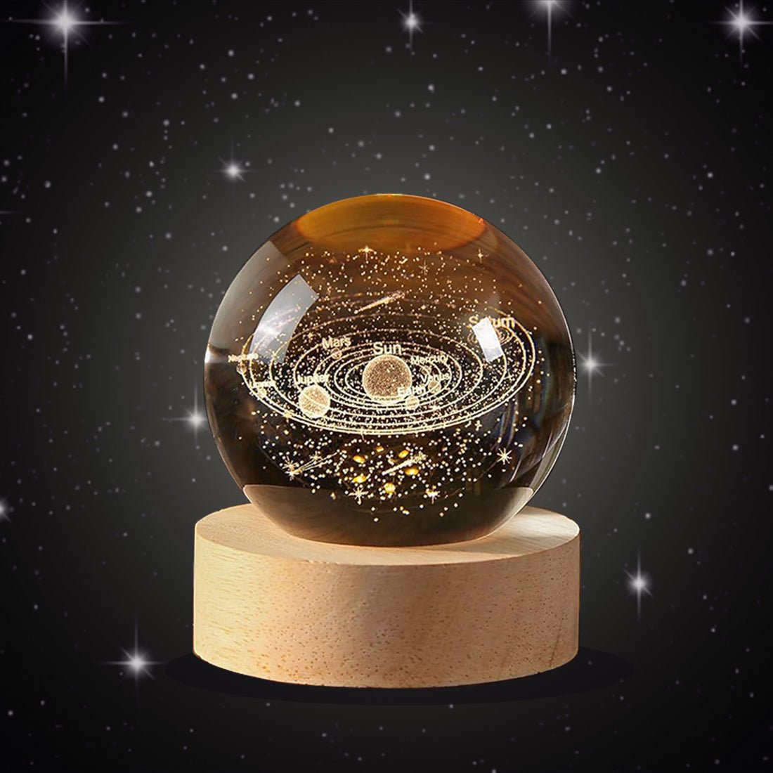 3D Crystal Ball Solar System Night Lamp | Cosmic Elegance for Your Room - Dreamzhub