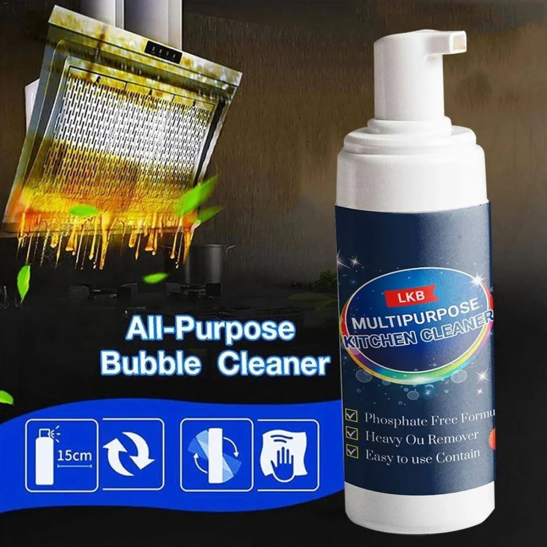 Powerful Kitchen Bubble Cleaner - EasyOff: Spray & Wipe Grease Remover