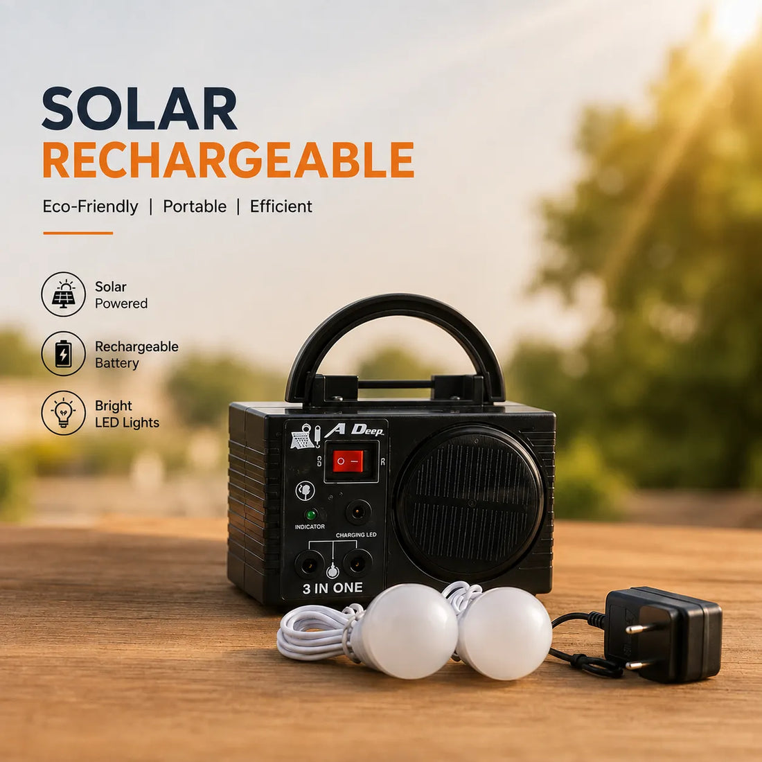 Solar Backup Lighting Kit with Dual Bulbs & COB Lamp