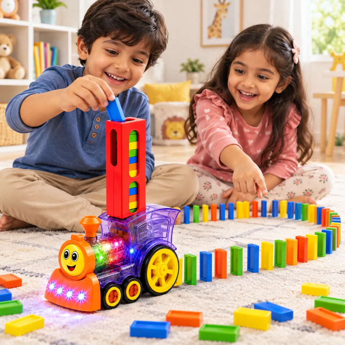 Automatic Domino Train Set with Lights & Sound – 40 PCS