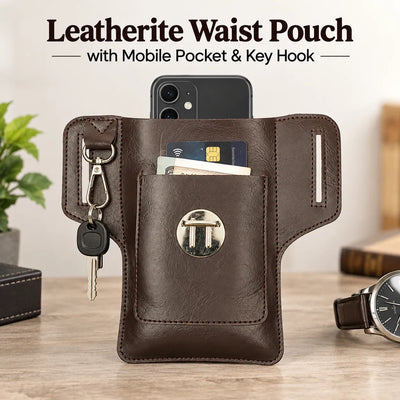 Leatherite Waist Pouch with Mobile Pocket & Key Hook