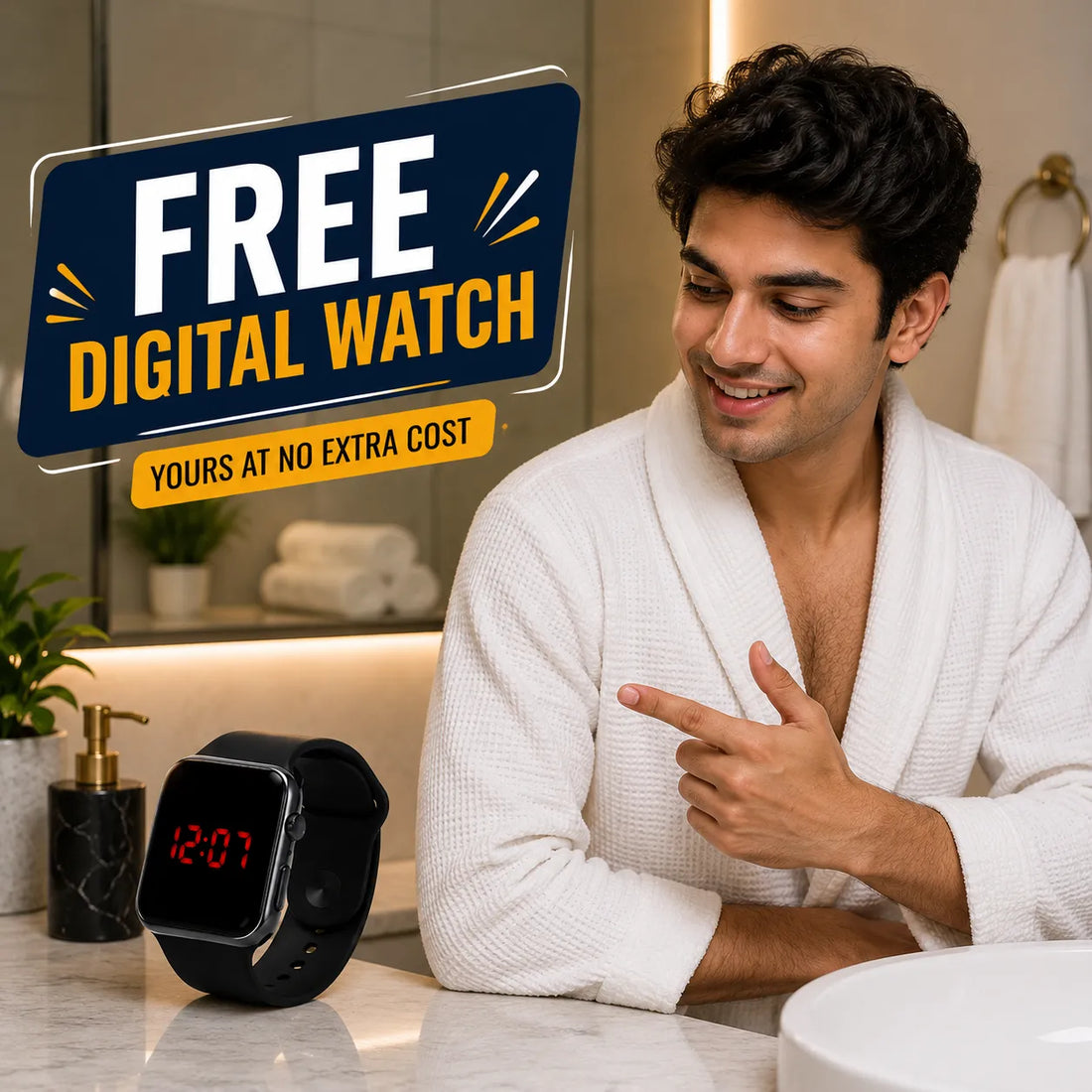 Premium Golden Grooming Trimmer with Digital Watch