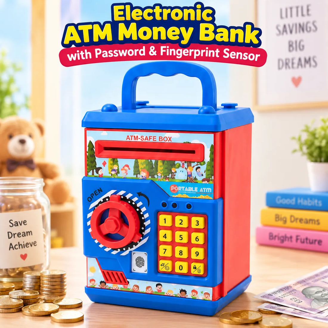 Electronic ATM Money Bank with Password & Fingerprint Sensor