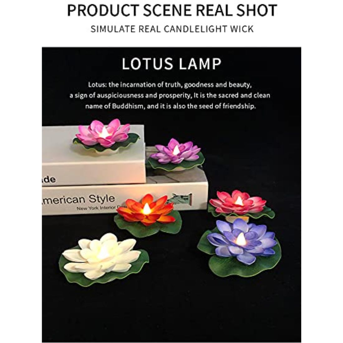 6 Pcs Lotus Flower Shape Floating Sensor LED Light