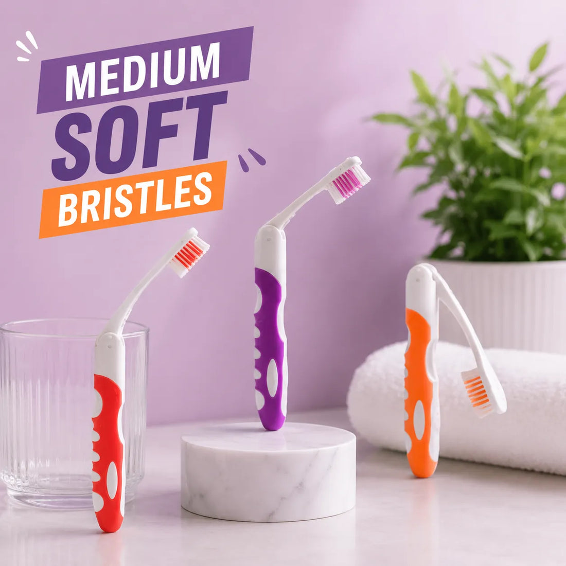 Pack of 3 Foldable Travel Toothbrushes