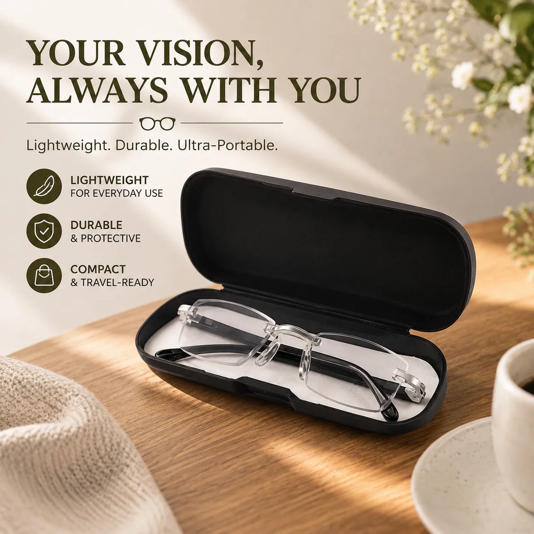 Rimless Reading Glasses with Adaptive Vision & Screen Protection Buy 1 Get 2 FREE