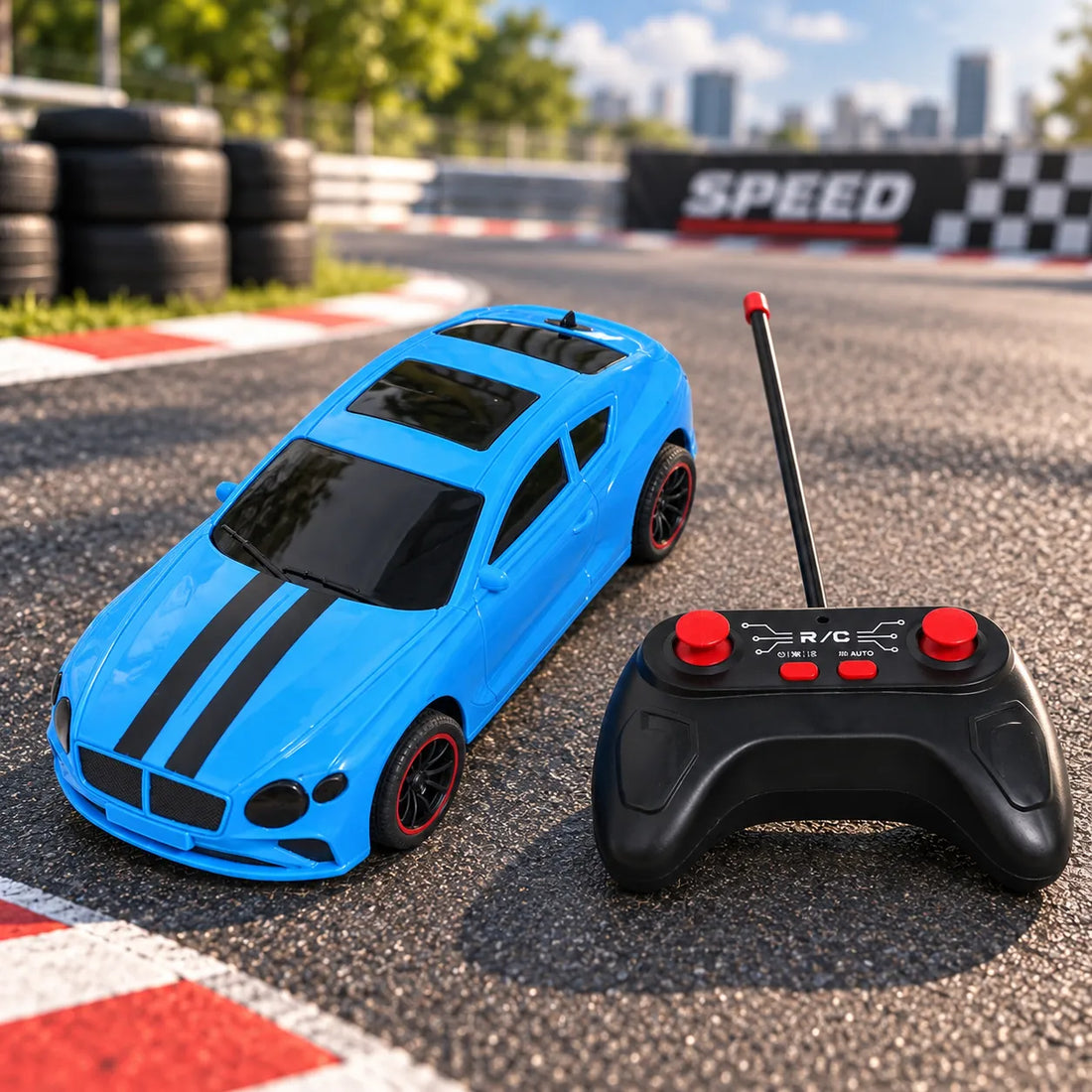 Millionaire High-Speed RC Car with Rear Lights – Blue