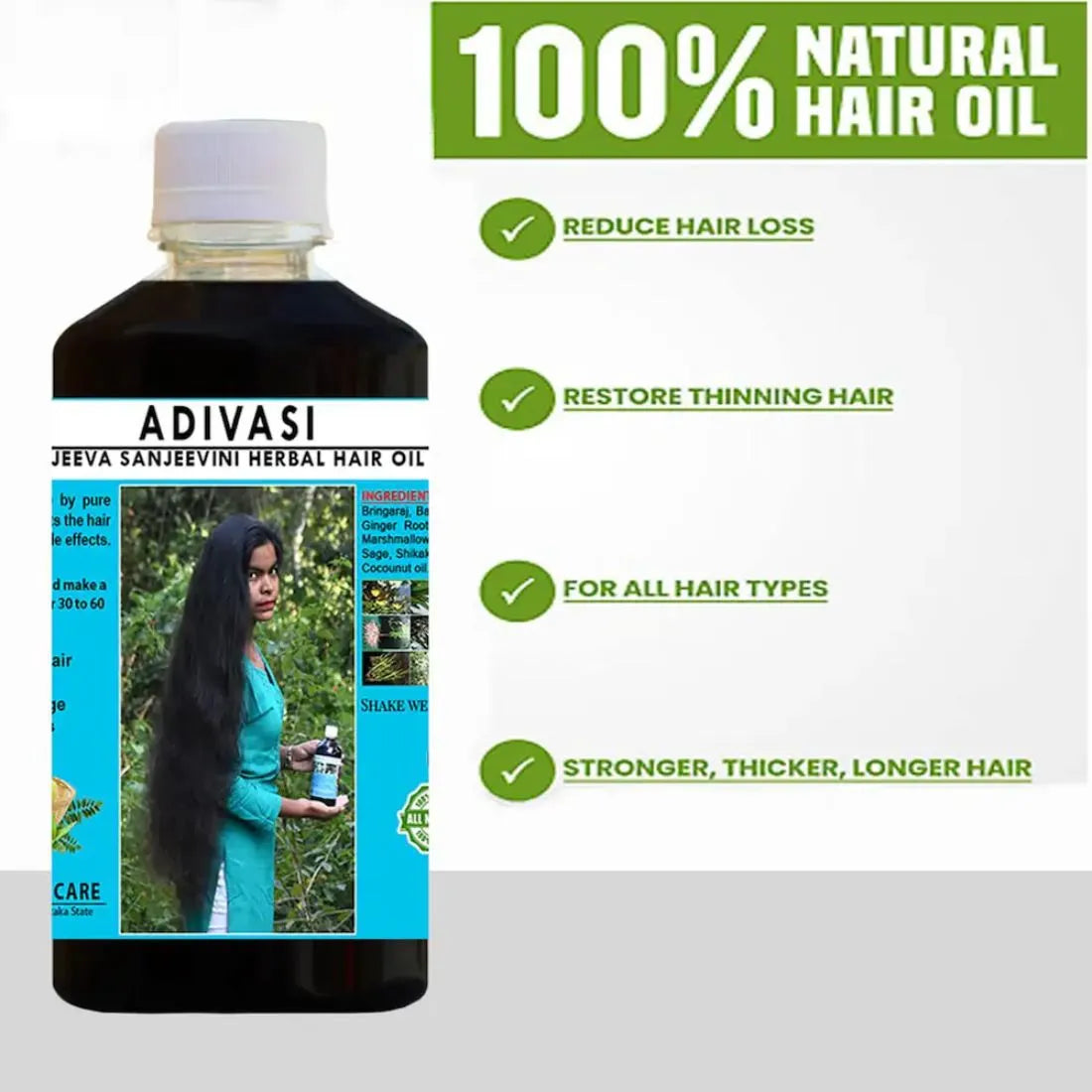 Natural Herbal Hair Growth Oil | Adivasi Jeevasanjivani