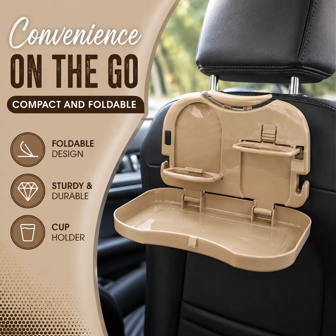 Multifunctional Car Back Seat Organiser with Folding Tray