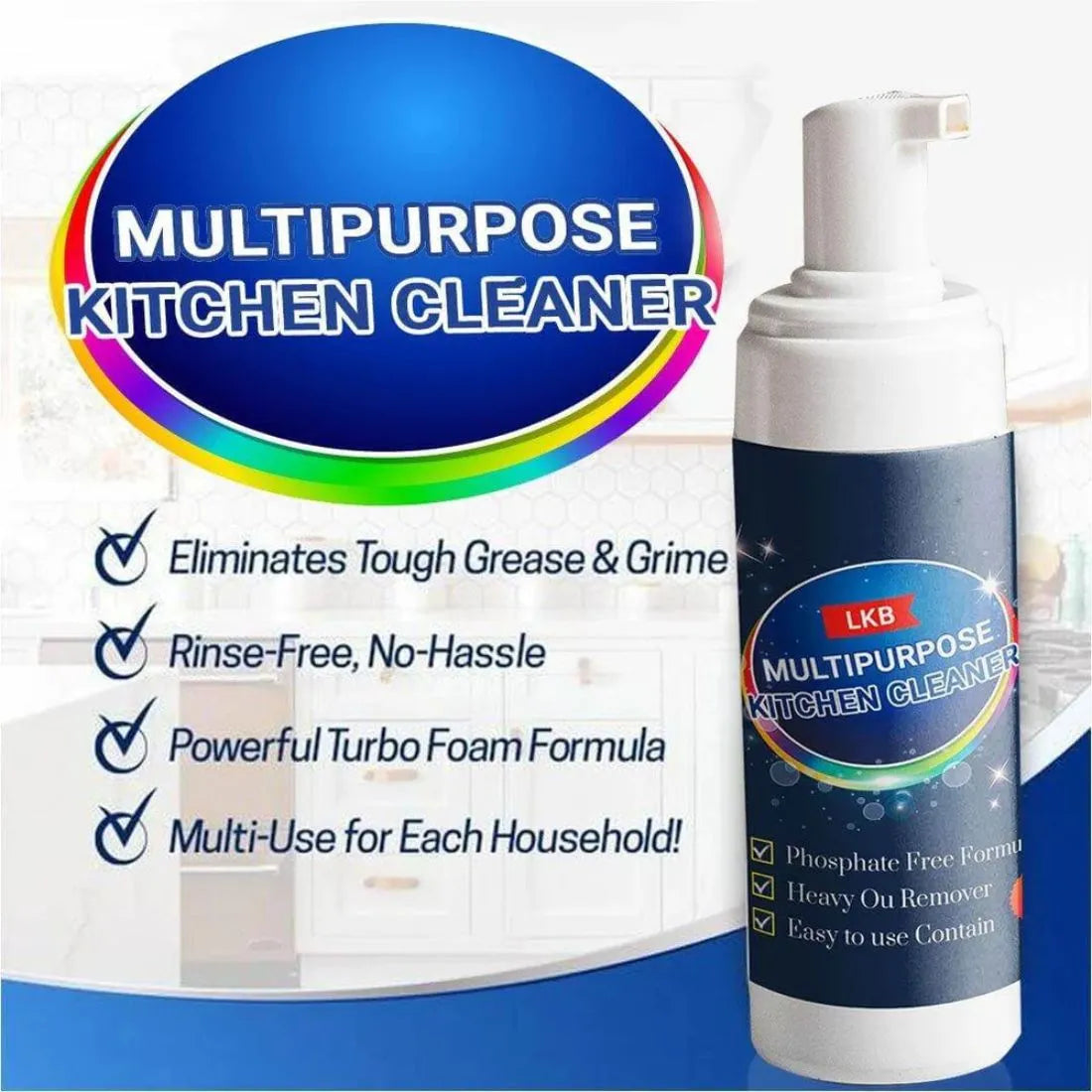 Powerful Kitchen Bubble Cleaner - EasyOff: Spray & Wipe Grease Remover