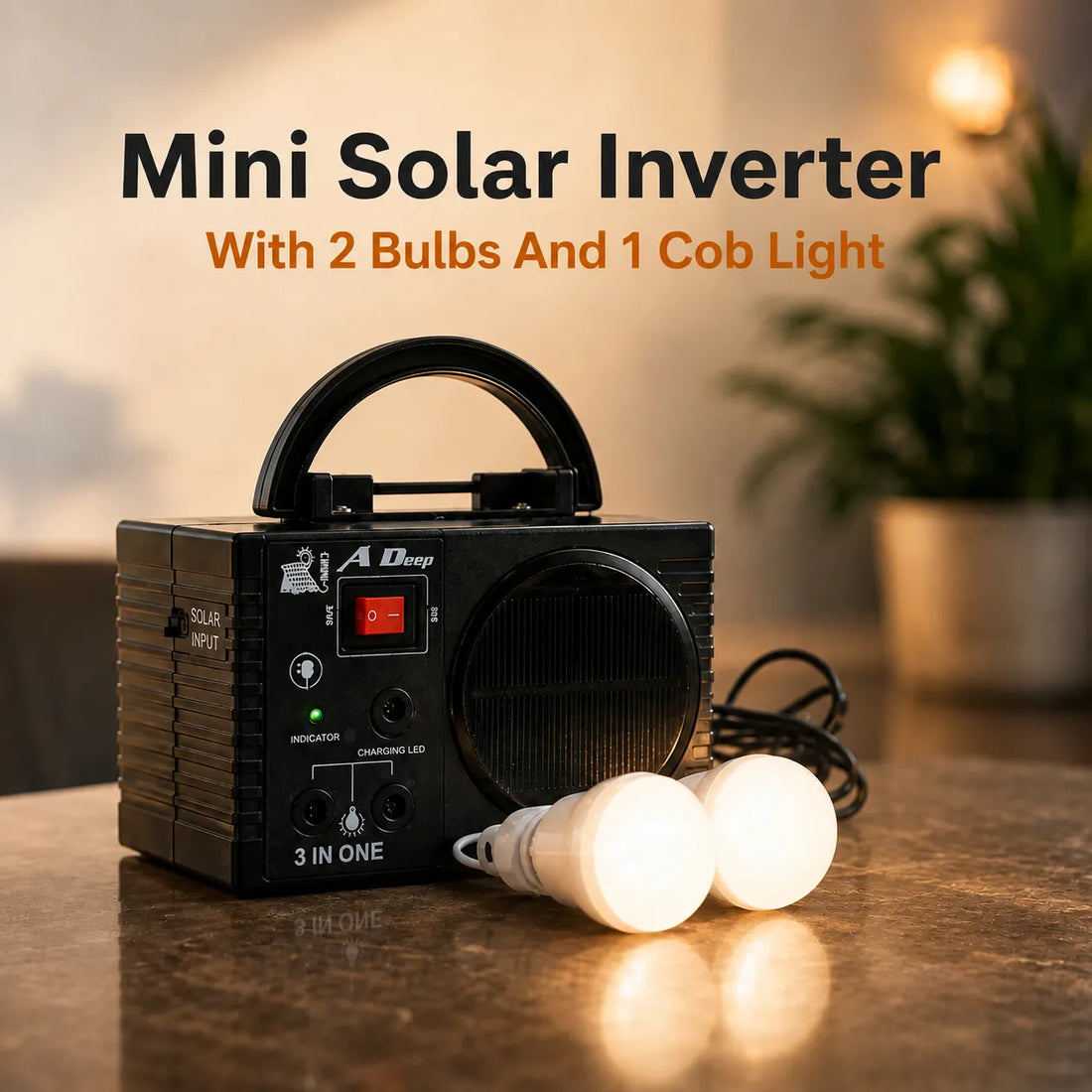 Solar Backup Lighting Kit with Dual Bulbs & COB Lamp