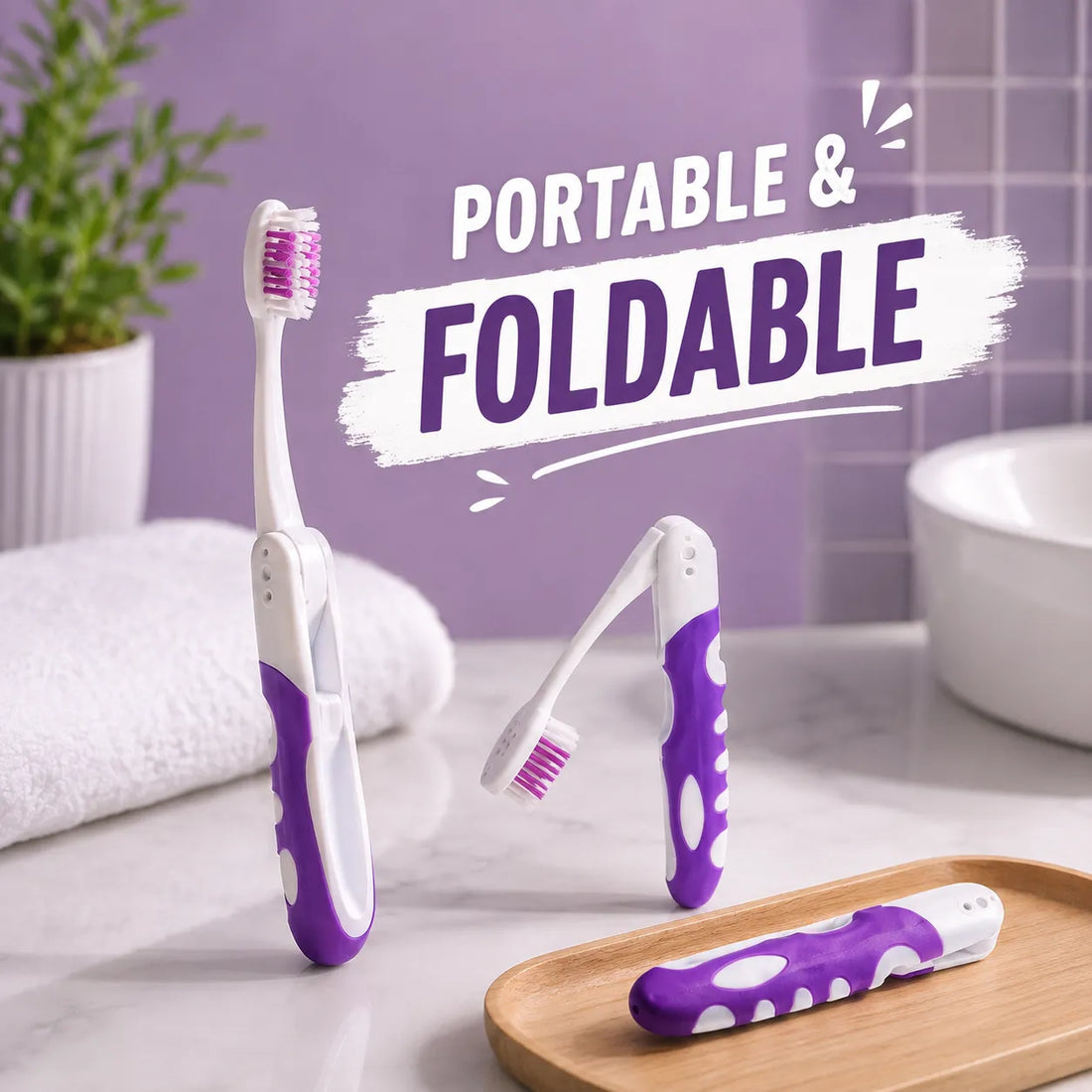 Pack of 3 Foldable Travel Toothbrushes