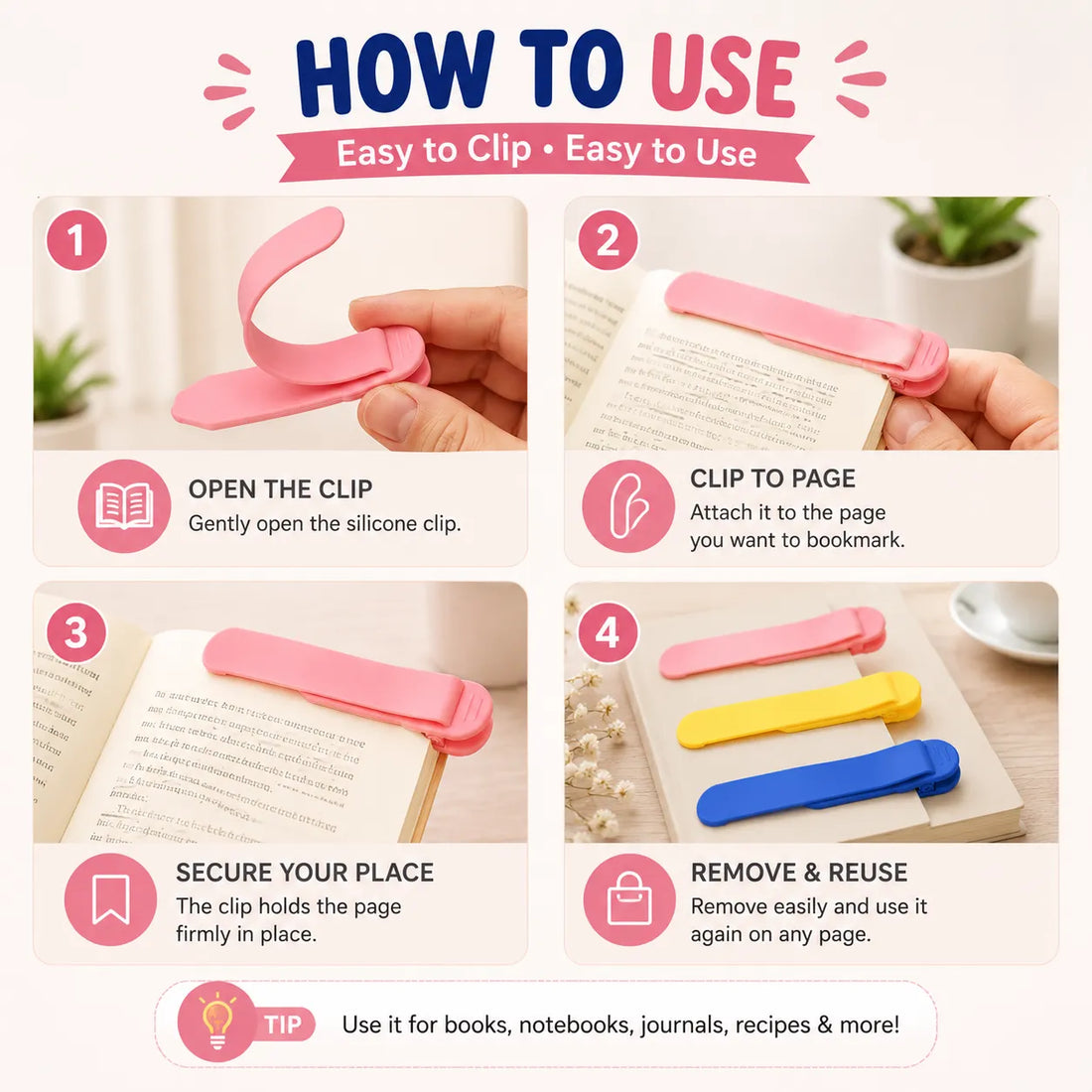 Soft Silicone Bookmark Clip Buy 1 Get 2 Free