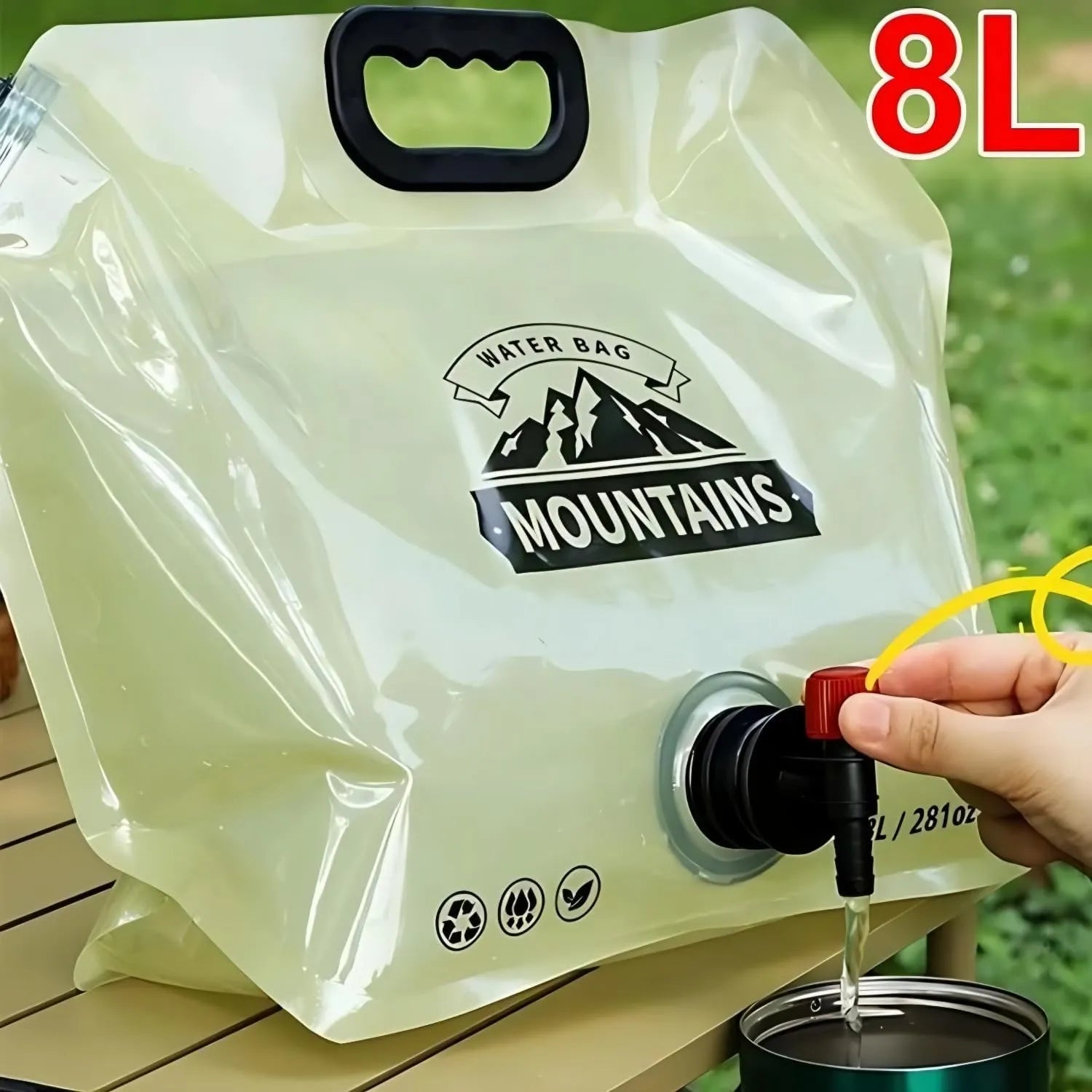 8L Outdoor Foldable Water Storage Bag with Tap | Portable Camping Water Container | BPA - Free, Leak - Proof Drinking Water Carrier for Trekking, Travel & Emergency Use - Dreamzhub