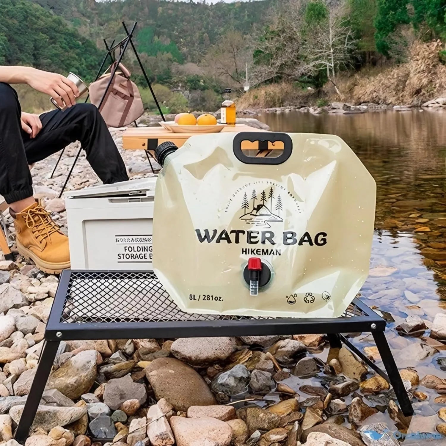 8L Outdoor Foldable Water Storage Bag with Tap | Portable Camping Water Container | BPA - Free, Leak - Proof Drinking Water Carrier for Trekking, Travel & Emergency Use - Dreamzhub