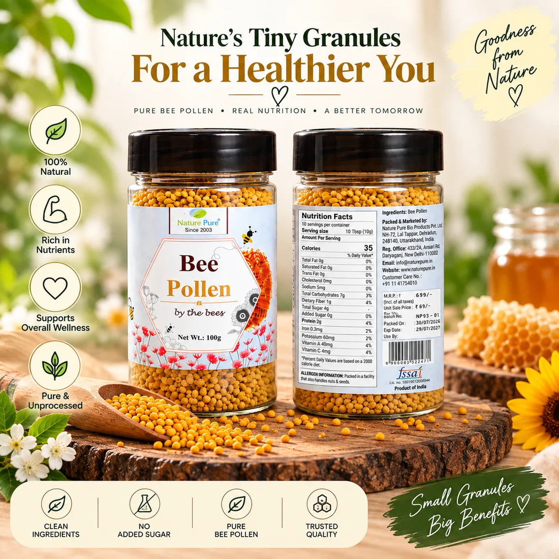 Nature Pure Bee Pollen – 100% Natural Bee Pollen Granules