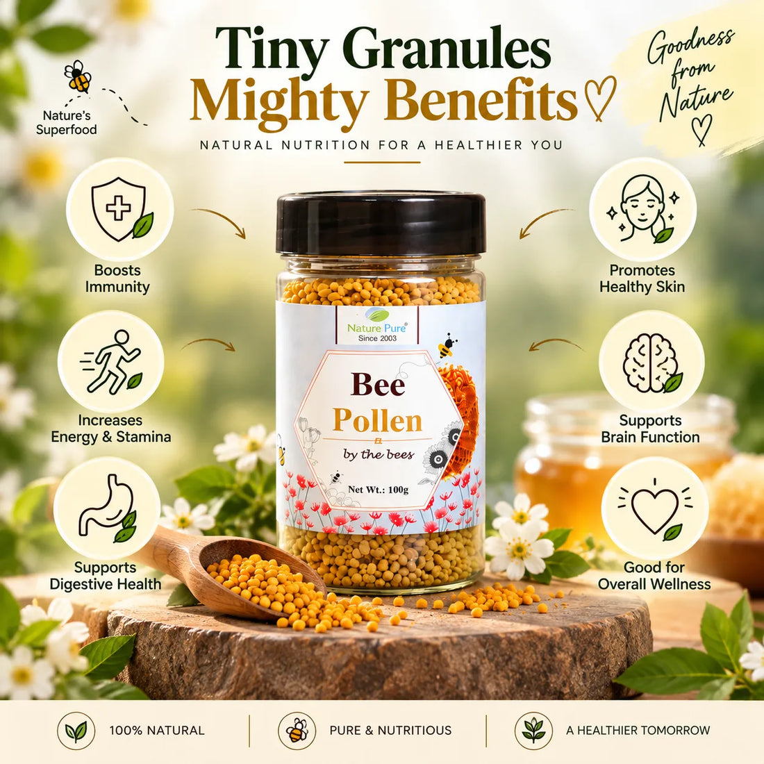 Nature Pure Bee Pollen – 100% Natural Bee Pollen Granules