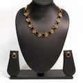Black Bead & Gold Plated Necklace Set with Earrings
