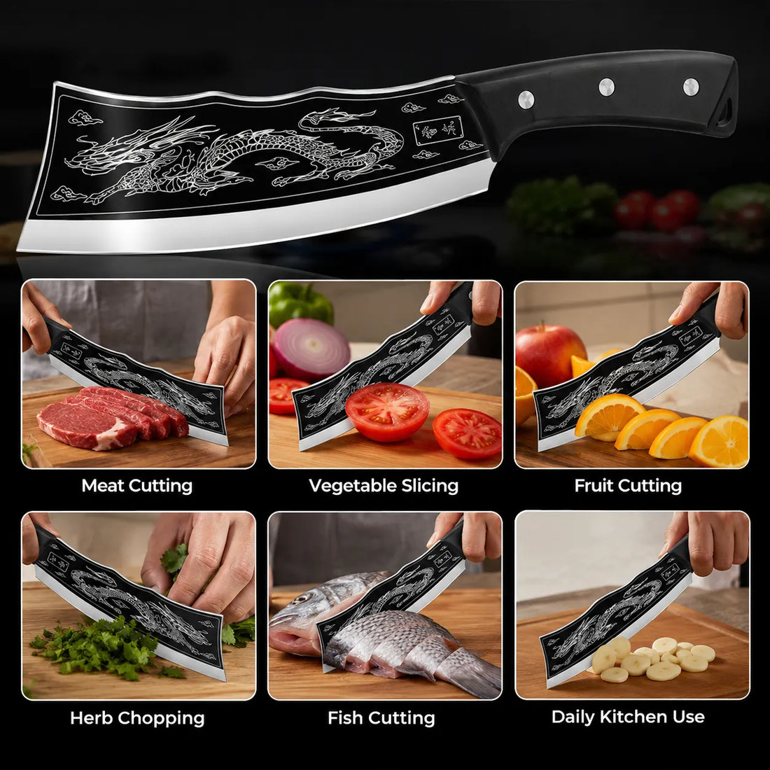 Dragon-Style Heavy-Duty Kitchen Cutting Knife