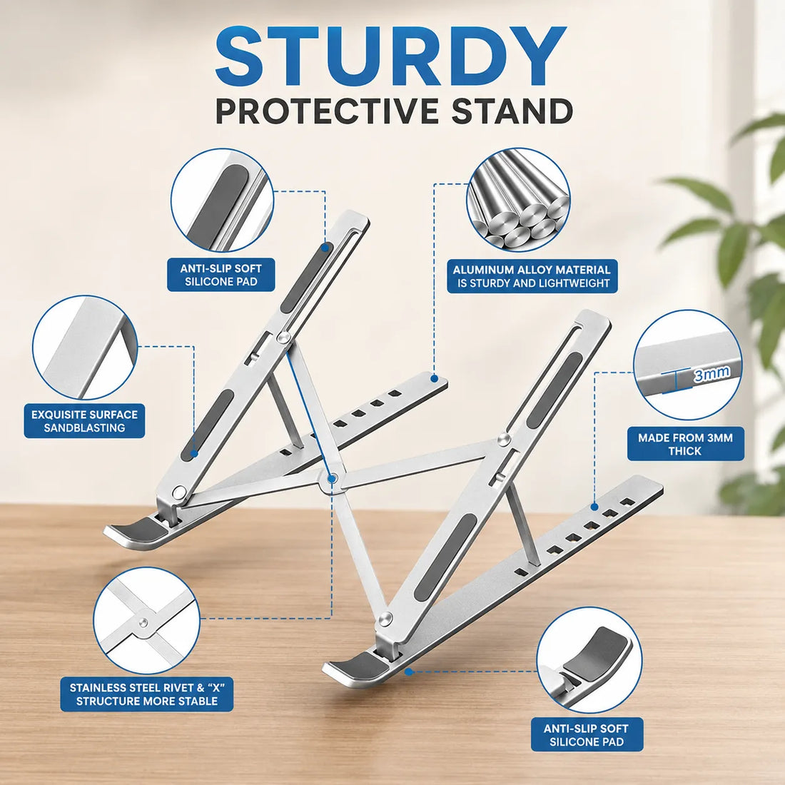Adjustable Heavy-Duty Metal Laptop Stand