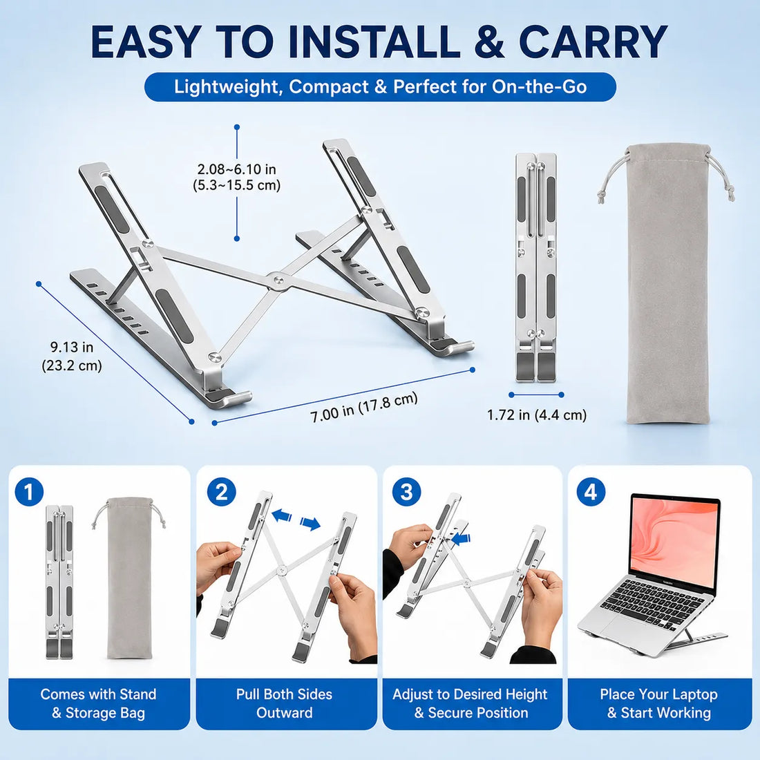 Adjustable Heavy-Duty Metal Laptop Stand