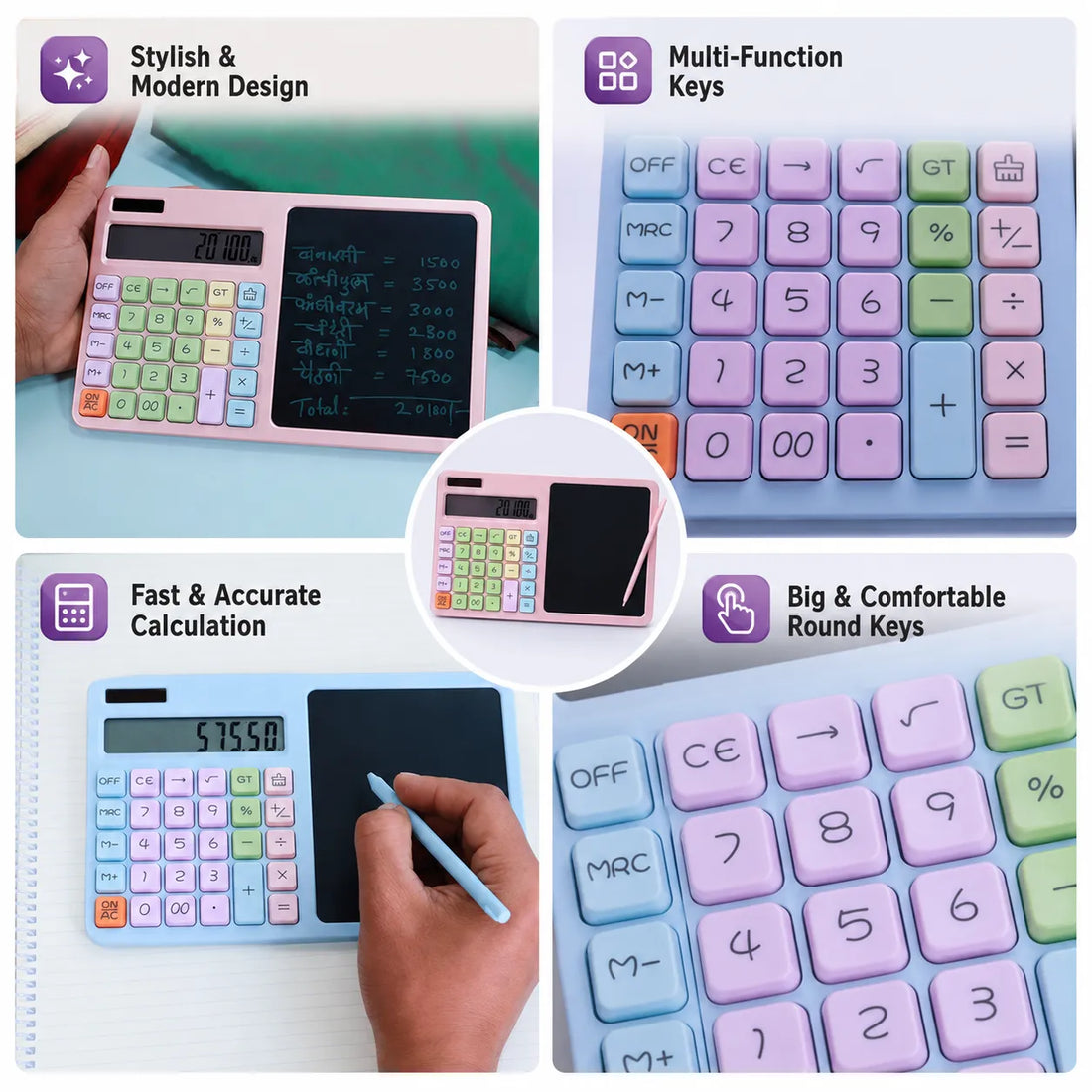 Digital Calculator with Reusable Writing Pad