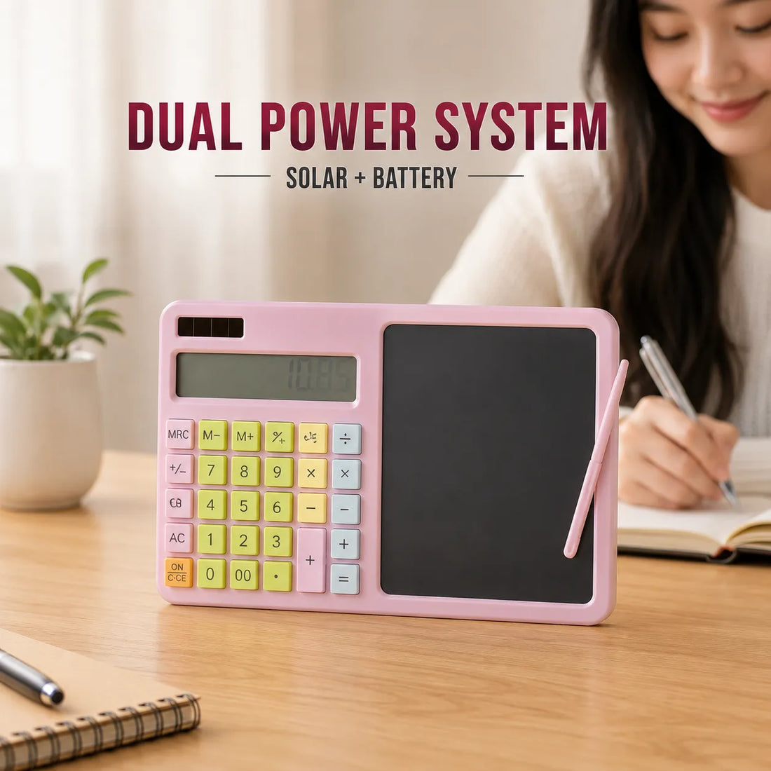 Digital Calculator with Reusable Writing Pad
