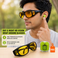 Day & Night Wrap-Around HD Vision Glasses + FREE Premium Bluetooth Earpods