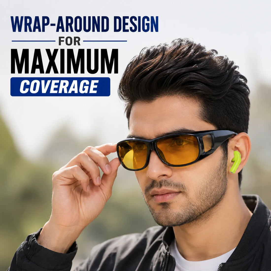 Day & Night Wrap-Around HD Vision Glasses + FREE Premium Bluetooth Earpods