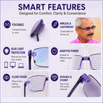 Rimless Folding Adaptive Power Mobile Protection Reading Glasses B1G1