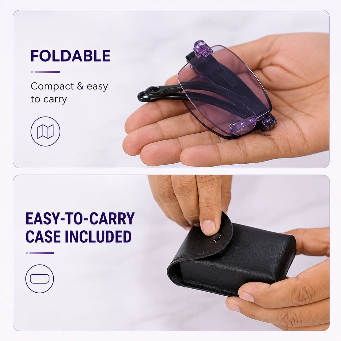Rimless Folding Adaptive Power Mobile Protection Reading Glasses B1G1